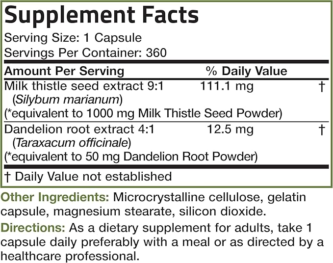 Bronson Milk Thistle Silymarin Marianum & 360 Capsules