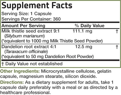 Bronson Milk Thistle Silymarin Marianum & 360 Capsules