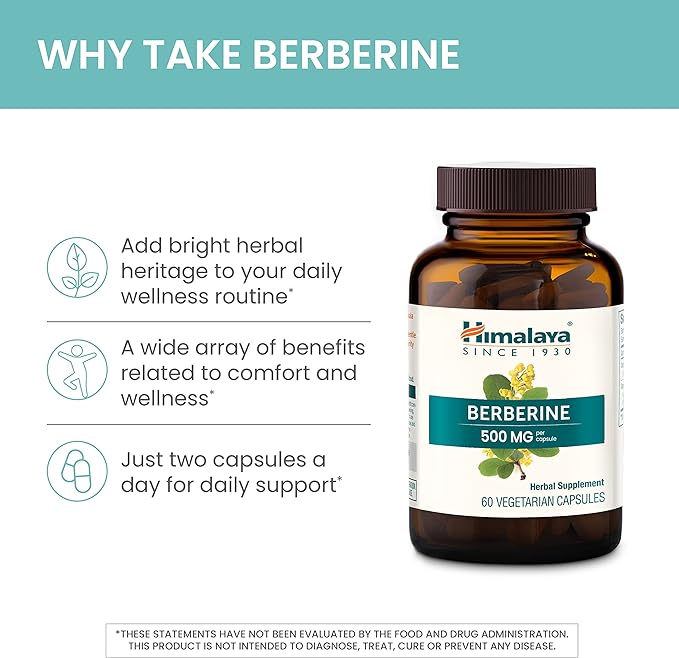 Himalaya Berberine for Metabolism & Cholesterol 1000 mg 60 Capsules