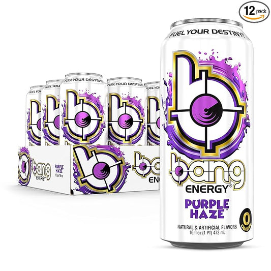 Bang Energy Purple Haze, Sugar-Free Energy Drink, 16 Ounce (Pack of 12)