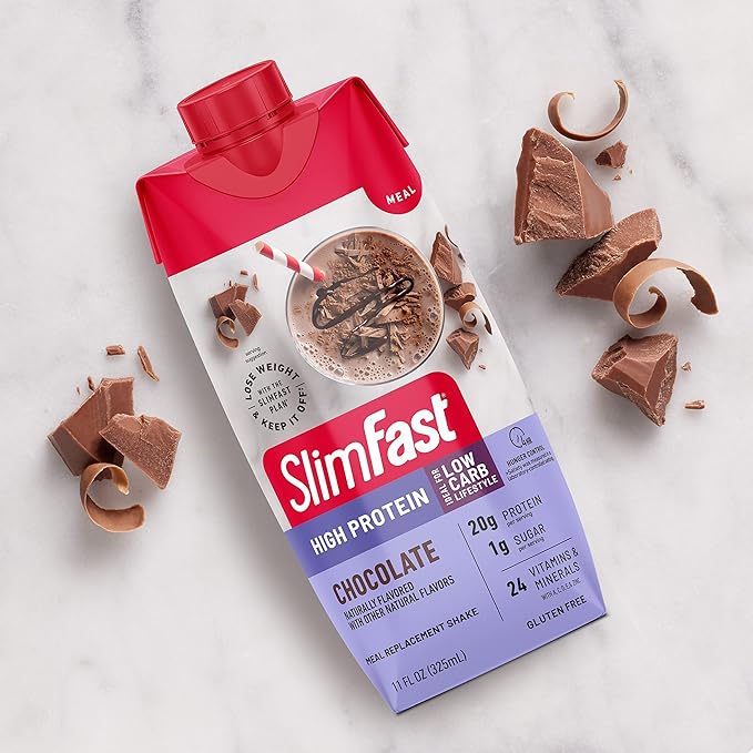 SlimFast Protein Shake, Chocolate- 20g Protein, 24 Vitamins 11 Fl 12)
