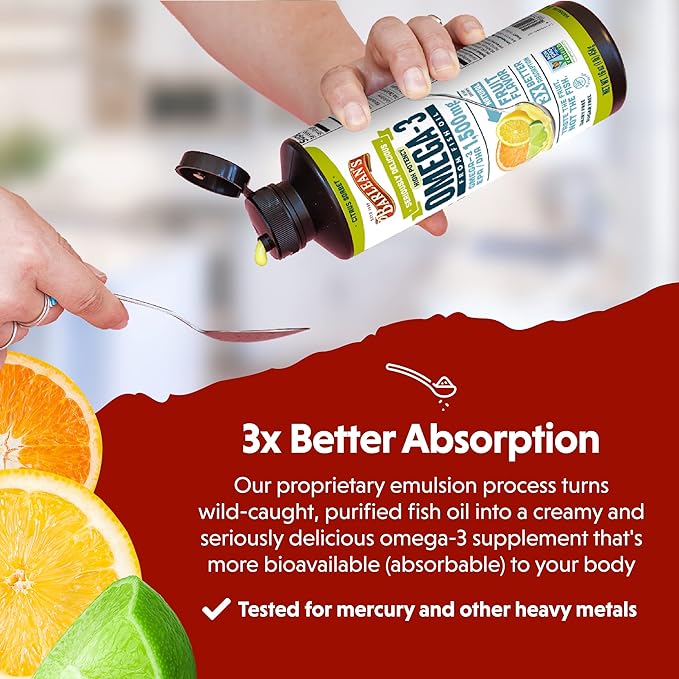 Barlean's Citrus Sorbet High Potency Omega 3 Fish 1500mg of 16 oz
