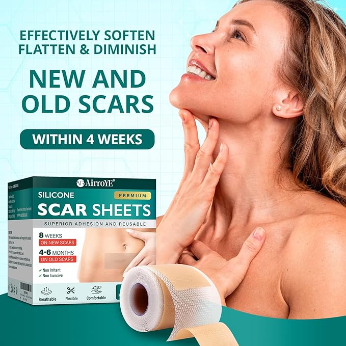 Silicone Scar Sheets,Silicone Scar Tape(1.6"x 60" Roll-1.5M), Reusable