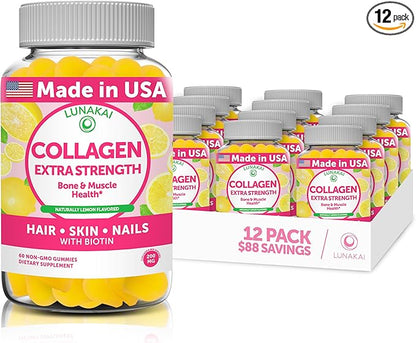 Collagen Gummies - Tastiest Proprietary Formula 200mg Hydrolyzed 12 Pack