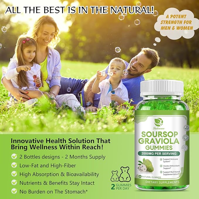 (2 Pack) Soursop Graviola Gummies 2000mg Extra 120 Gummies