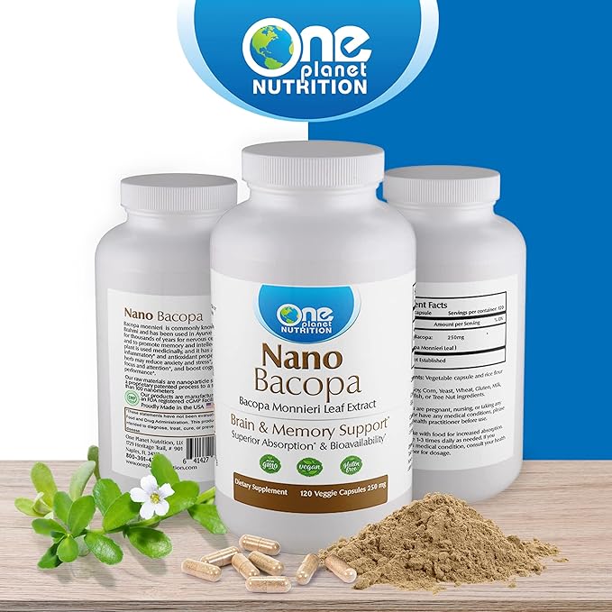 Nano Bacopa 250 mg, Bacopa Monnieri 120 Capsules