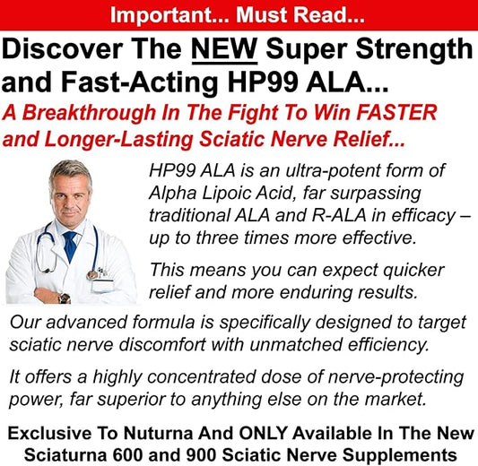 Sciatica Nerve Support Supplement with 900 HP-99 Alpha 18 in 1 Natural 180 Capsules