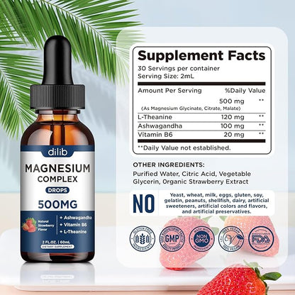 Triple Magnesium Complex Supplement-Magnesium Glycinate, Citrate, 500mg with B6 for