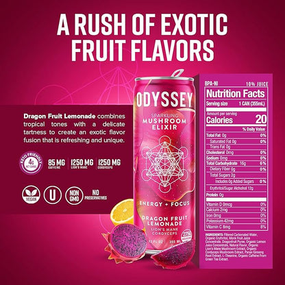 Odyssey Elixir Sparkling Adaptogen Drink, Low 12 Fl 12 Pack