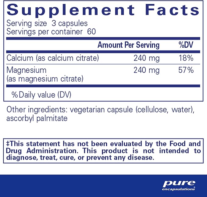 Pure Encapsulations Calcium Magnesium (Citrate) 240 g 240 g 180 Capsules