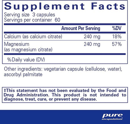 Pure Encapsulations Calcium Magnesium (Citrate) 240 g 240 g 180 Capsules