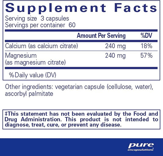 Pure Encapsulations Calcium Magnesium (Citrate) 240 g 240 g 180 Capsules