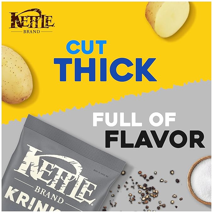 Kettle Foods Potato Chips Krinkle Salt & Fresh Ground Pepper, 5 Oz