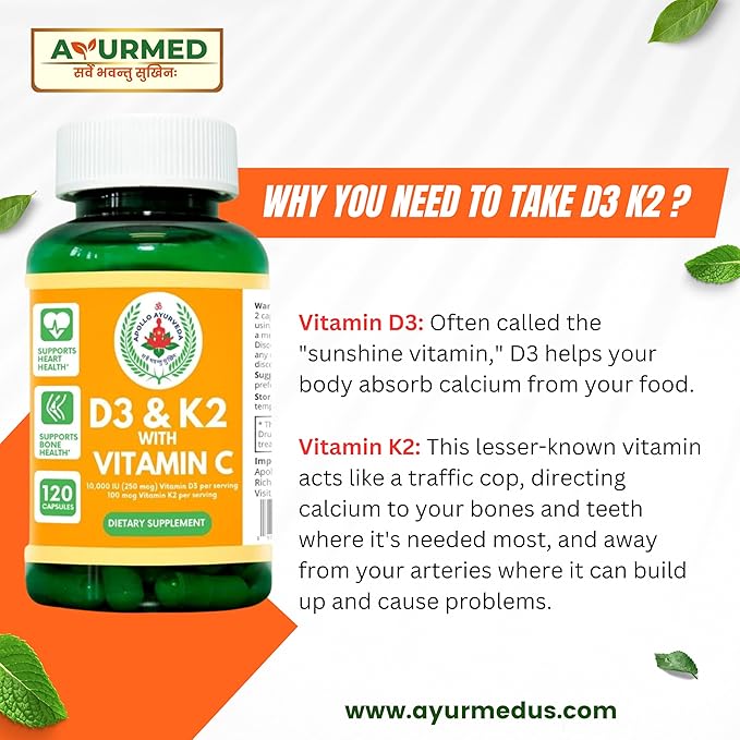 Vitamin D3 10000 IU & Vitamin K2 100 100 mcg 120 Capsules