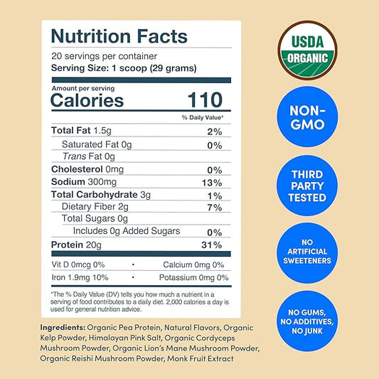 Further Food Organic Vegan Protein Powder Vanilla 20g of 19.05 Oz
