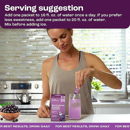 KEY NUTRIENTS Multivitamin Electrolytes Powder Packets - Delicious Acai Berry 40 Pack Hydration Packets - Travel Hydration Powder - No Sugar, No Calories, Gluten Free - Made in USA