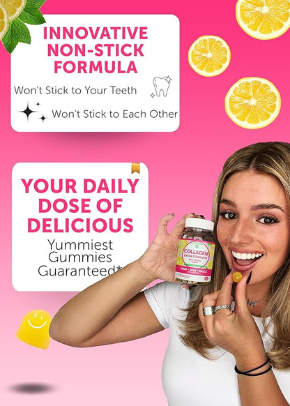 Collagen Gummies - Tastiest Proprietary Formula 200mg Hydrolyzed 6 Pack