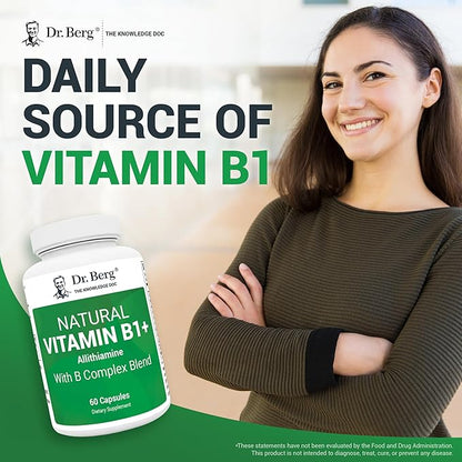 Dr. Berg Natural Vitamin B1 B6 B12 Complex B1 Supplement 8 Essential 60 Capsules
