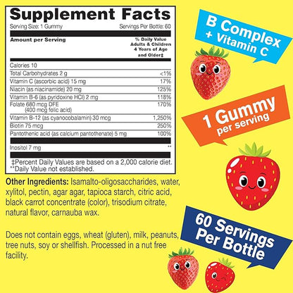 Kids Vitamin B Complex Sugar Free Gummies 60 Count