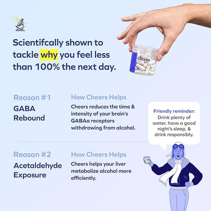 Cheers Restore | Supplement with DHM + L-Cysteine | Feel Better After Drinking & Support Your Liver | 24 Doses | Dihydromyricetin, Cysteine, Prickly Pear, B-Vitamins, Ginger