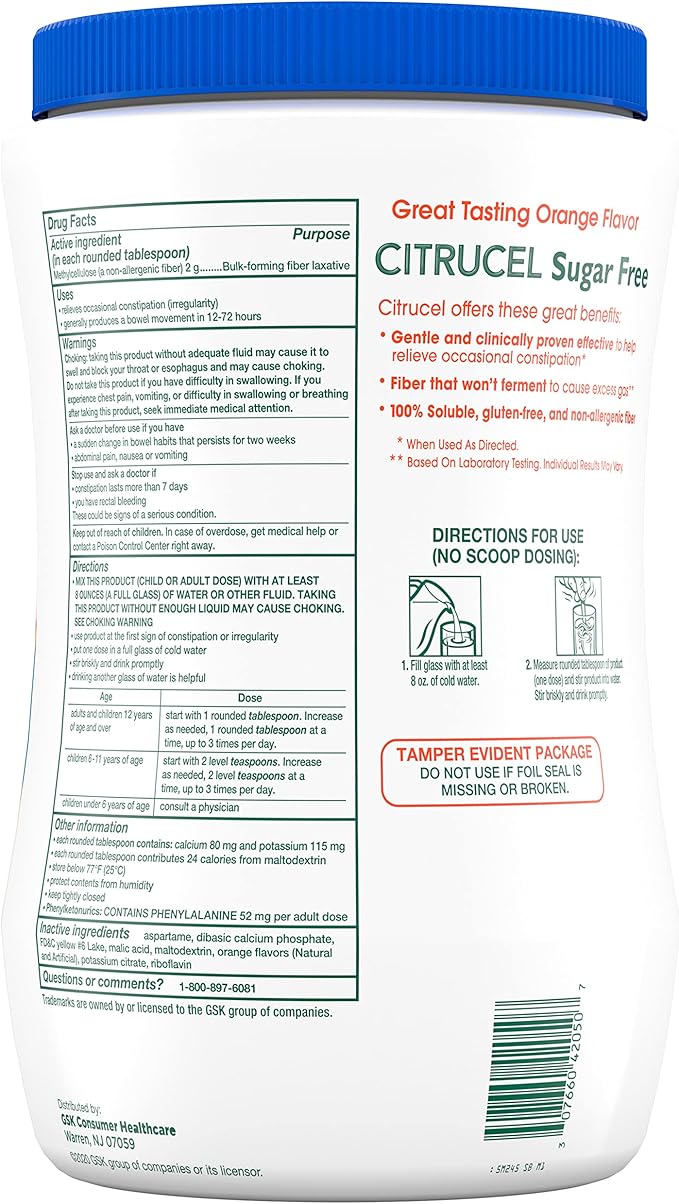 Citrucel Sugar Free Fiber Powder 32 Ounces