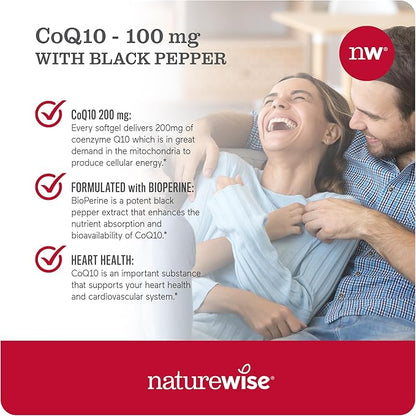 NatureWise CoQ10 100mg Softgels, High Absorption CoQ10 with 30 Softgels[1-Month Softgels[1-Month Supply]