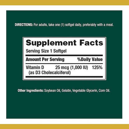 Nature's Bounty Vitamin D3 1000 IU 350 Count