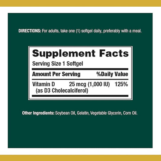 Nature's Bounty Vitamin D3 1000 IU 350 Count