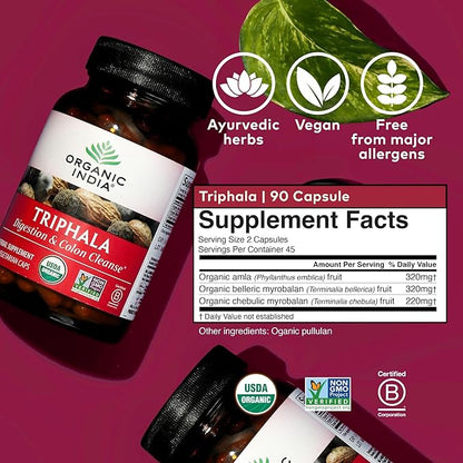ORGANIC INDIA Triphala Capsules Organic 90 Capsules