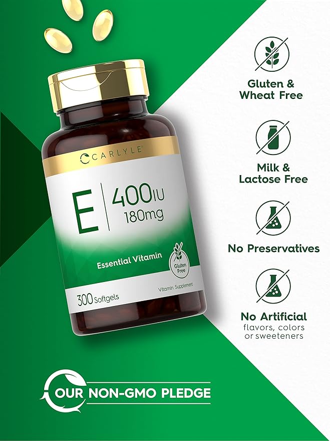 Carlyle Vitamin E Softgel Capsules 400 IU 180mg | 300 Count