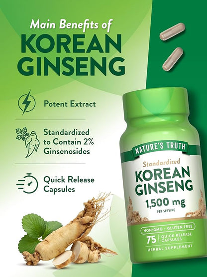 Nature's Truth Korean Ginseng Capsules 75 Count