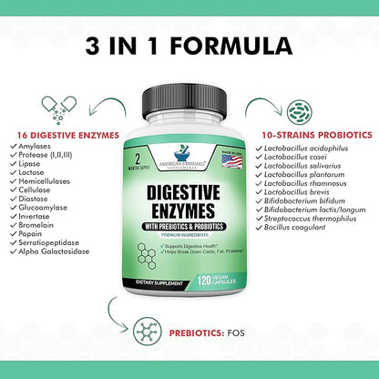 Digestive Enzymes Plus Probiotics & Prebiotics, 120 Veggie 2 Month