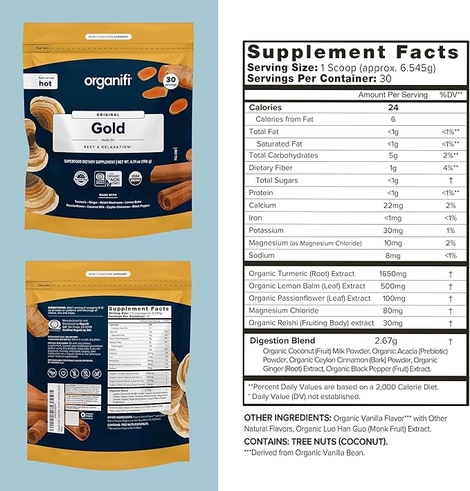 Organifi: Gold - Superfood Supplement Powder- 90 Servings (3 Pack)