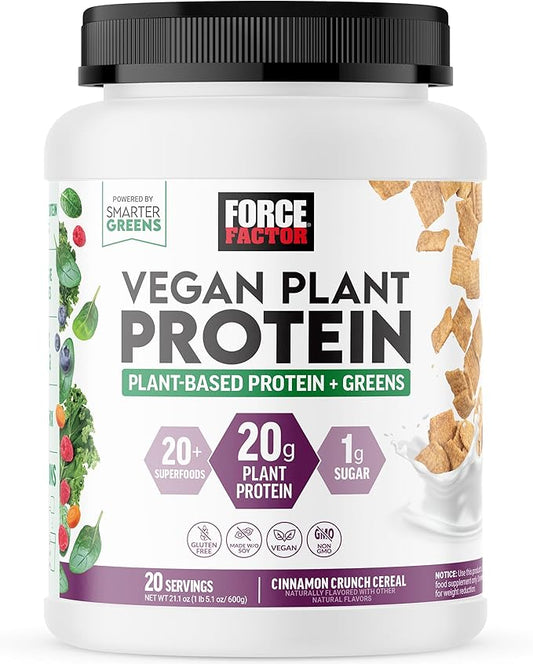 FORCE FACTOR Vegan Plant Protein, Plant-Based 20g Plant 20 Servings