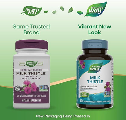 Nature's Way Milk Thistle, Supports Liver 175 mg 80% Silymarin 120 Capsules