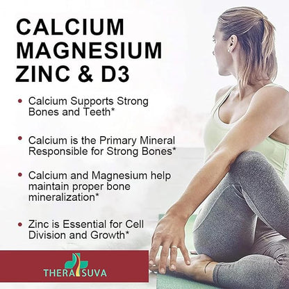 4 in 1 Calcium 1000mg + Magnesium 400mg + D3 + Zinc, Extra Strength, Complex Supplement for Bone and Immune Health. 120 SoftGels, 60 Day Supply
