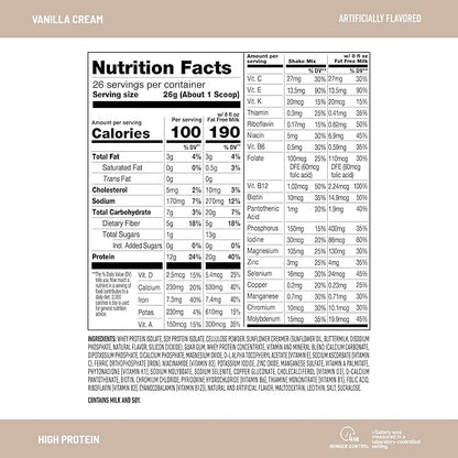 SlimFast High Protein Meal Replacement Powder, 26 Servings, Advanced Nutrition Smoothie Mix with Vitamin and Mineral Blend, Gluten Free, Vanilla Cream, 1.53 Pounds