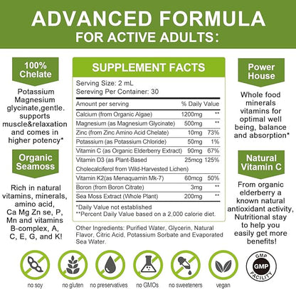 Calcium Magnesium Zinc with Magnesium Glycinate 500mg Plus D3 K2 K2 | D3 K2 K2 Liquid 1 Pack