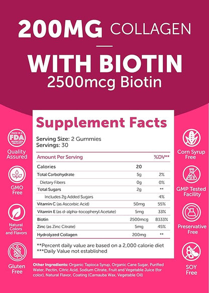 Collagen Gummies - Tastiest Proprietary Formula 200mg Hydrolyzed 12 Pack