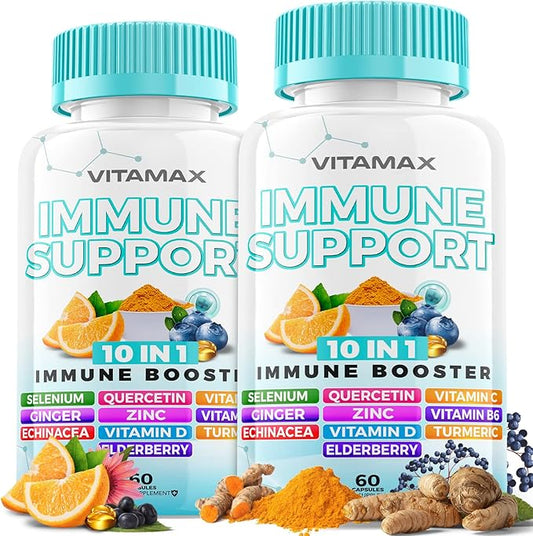 10-in-1 Immune System Support Booster D3, Selenium, B6, Echinacea (60 Count 2))