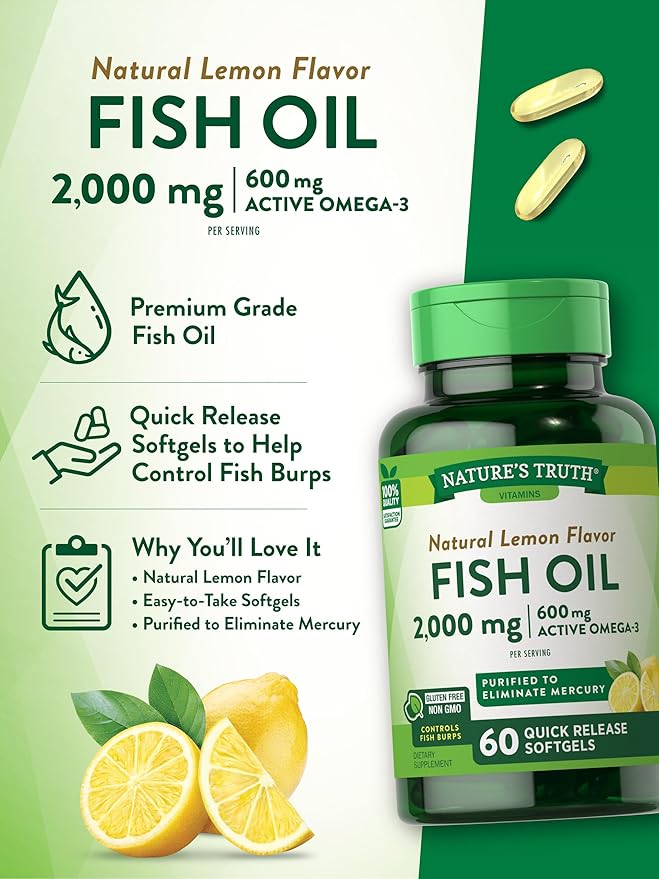 Fish Oil 2000 mg Softgels 60 Count 3 Supplement