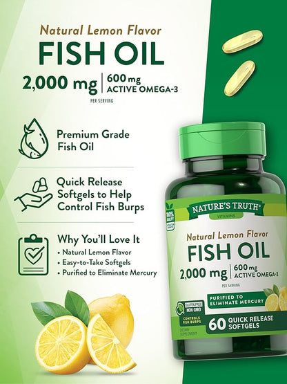 Fish Oil 2000 mg Softgels 60 Count 3 Supplement