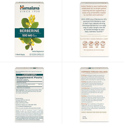 Himalaya Berberine for Metabolism & Cholesterol 1000 mg 60 Capsules