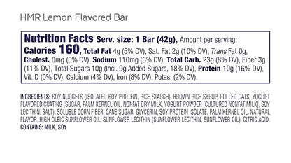 HMR Bar, Lemon Flavored Protein Bar 10g of 24 Count