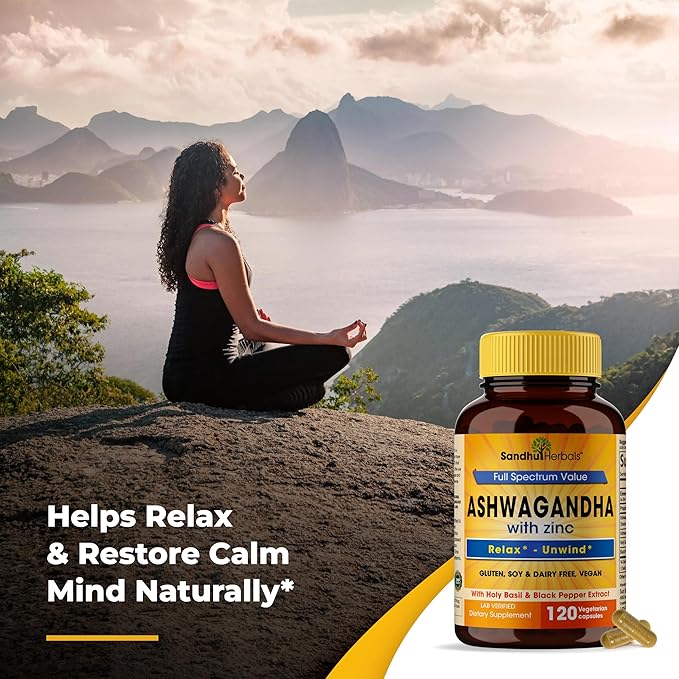 Sandhu Herbals Ashwagandha Supplement|120 Organic 4 1 Capsules, 2 months supply|8000mg with