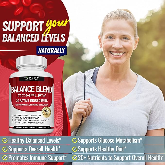 Premium Natural Complex Supplement – Natural 20 Herbs and Vitamins with Cinnamon Non-GMO Vegan, for Men Women, 60 Capsules