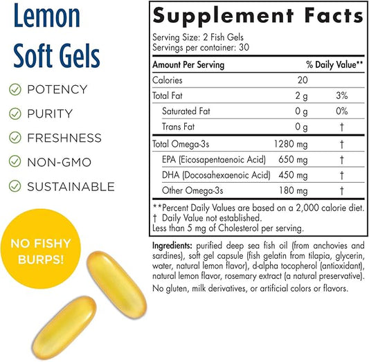 Nordic Naturals ProOmega in Fish Gelatin, 60 Soft 1280 mg Omega-3 - 30 Servings