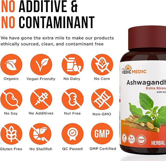Organic Ashwagandha Capsules Extra Strength 3000mg (120)