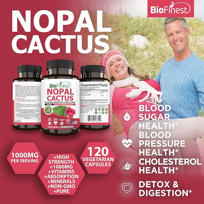 Nopal Cactus 1000mg Supplement, Prickly Pear (120 Veg.