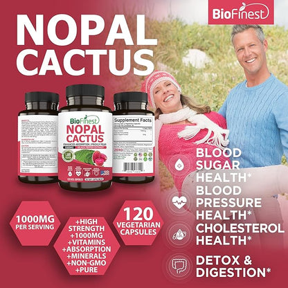 Nopal Cactus 1000mg Supplement, Prickly Pear (120 Veg.
